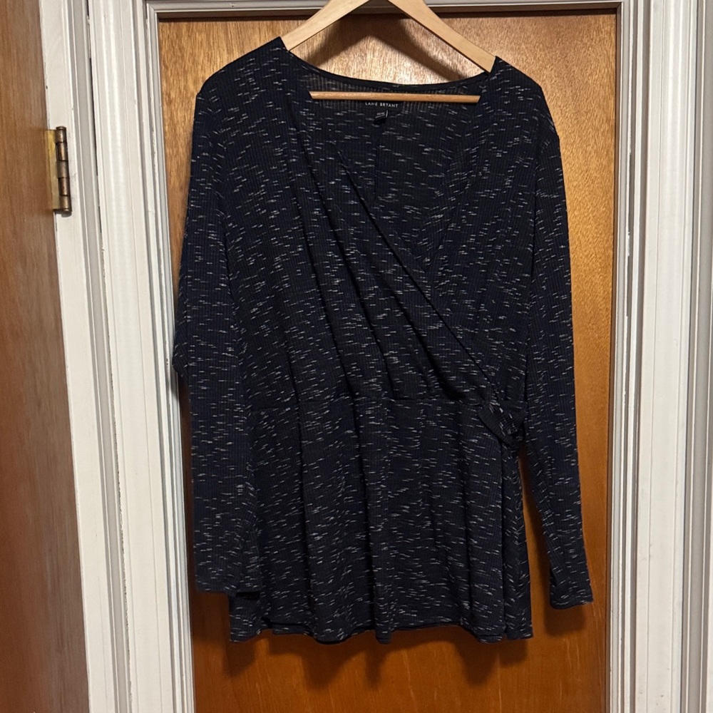 Lane Bryant Dark Blue and White Wrap Type Shirt Sz 22/24